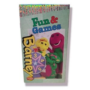 Barney - Barney's Fun and Games VHS VCR Video Tape Used Movie EUC White Tape